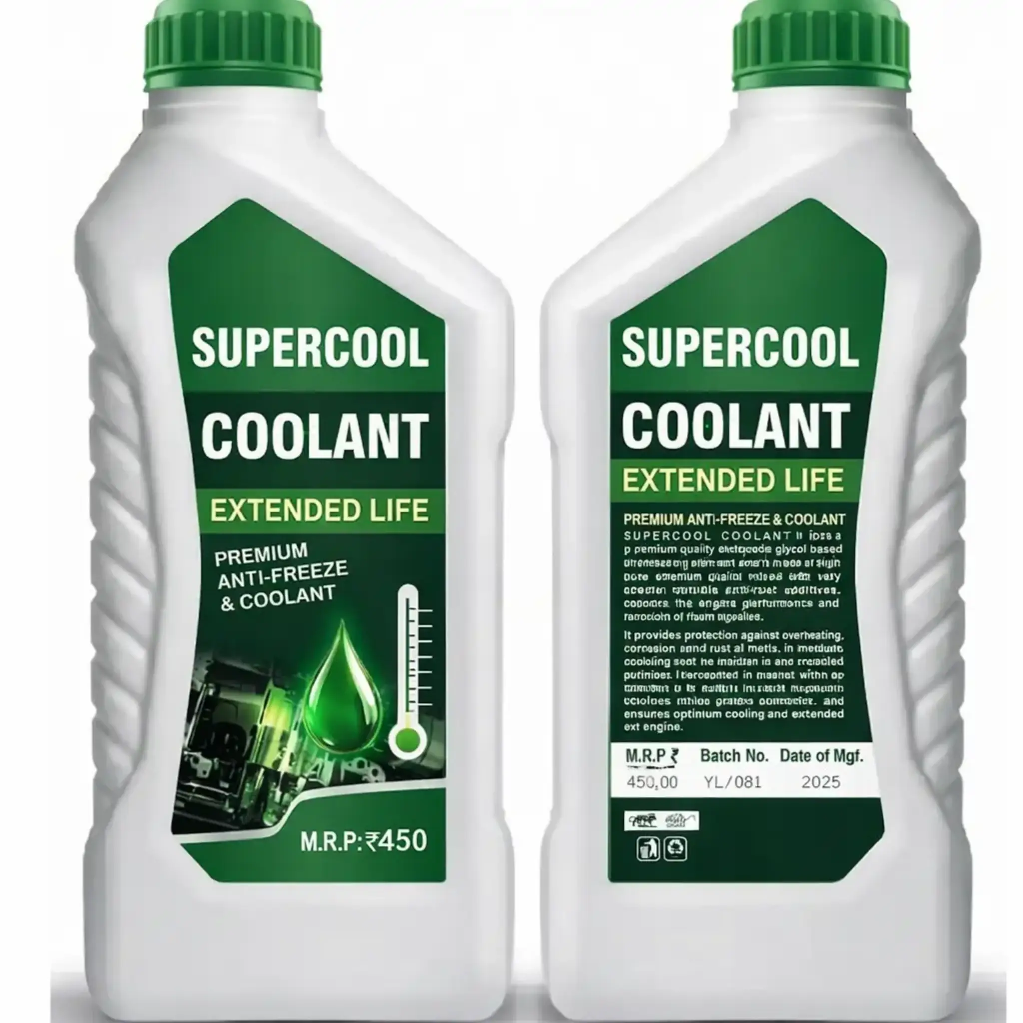 Red Green Blue Empty HDPE Coolant Bottle 1 litre